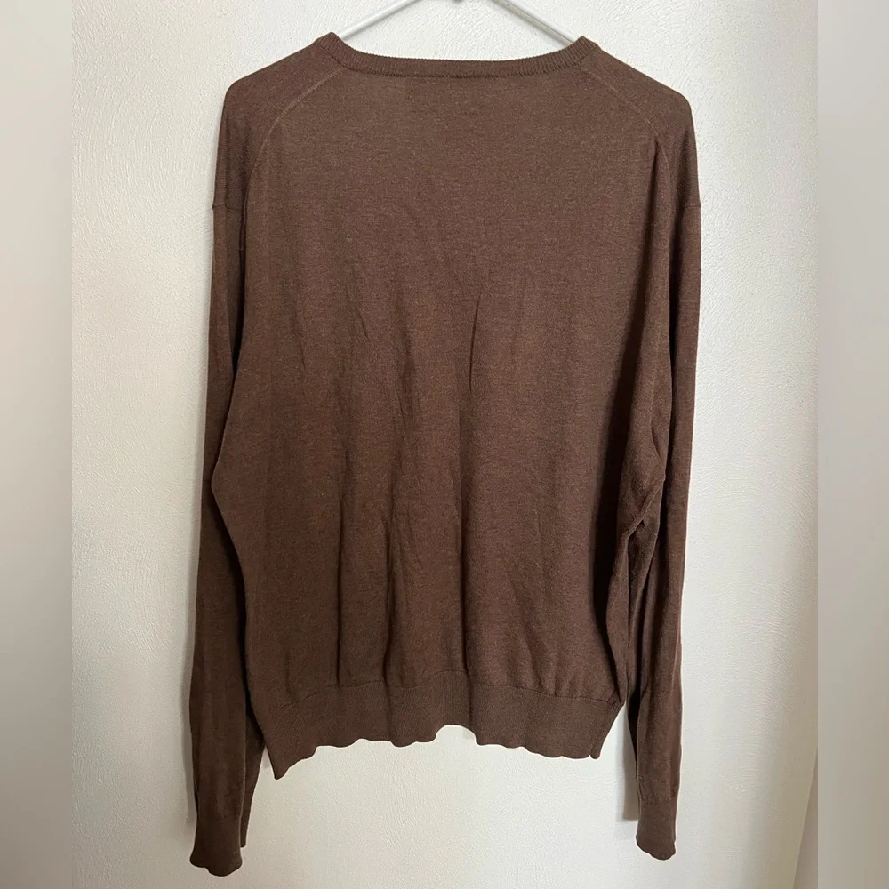 POLO RALPH LAUREN Cotton &‎ Cashmere Preppy V Neck Sweater Brown Men's Size XL